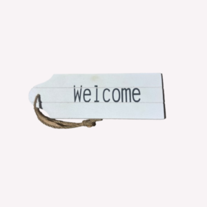 Träskylt Welcome Vit